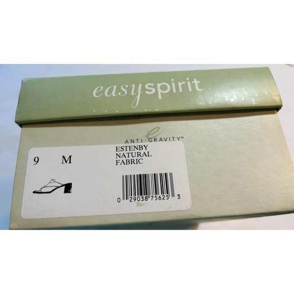 Women's Easy Spirit Slides Size 9 Estenby Natural Fabric Block Heel - Picture 8 of 9